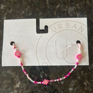 Pink Beaded Flower Necklace